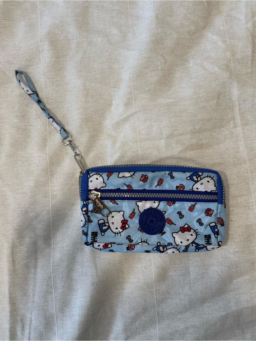 Kipling Hello Kitty Wristlet Blue Purse Wallet Summer